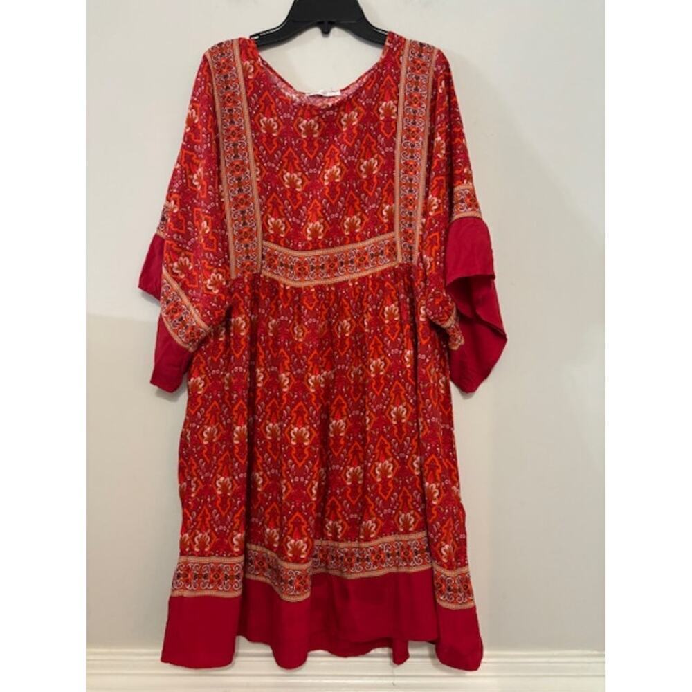 Anthropologie Red Patterned Dress